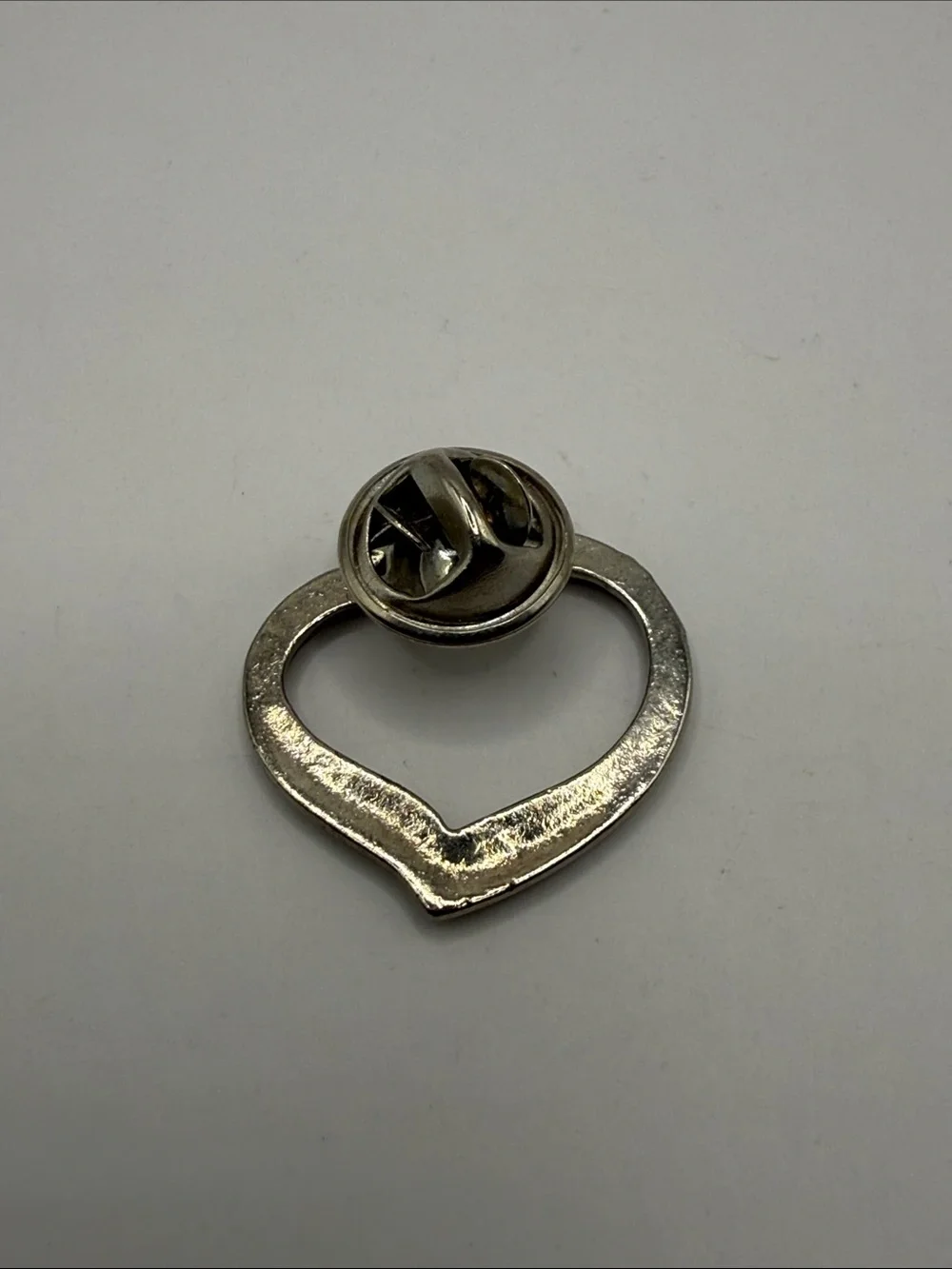 Vintage Silver Tone Heart Brooch Statement Pin